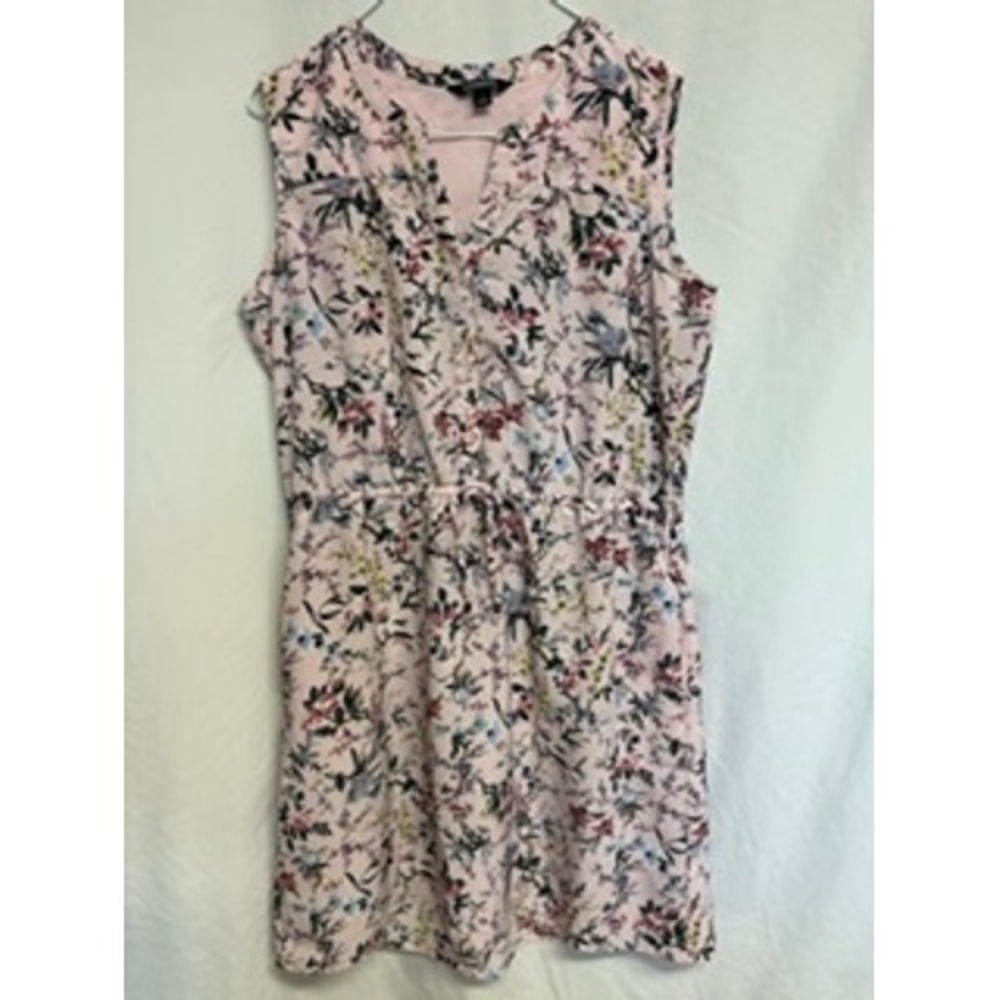 Original Nicole Miller Floral Sleeveless‎ Drawstring Waist V-Neck Dress Large